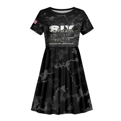 African American Heroes Kid Short Sleeve Dress Six Triple Eight - Camo Style