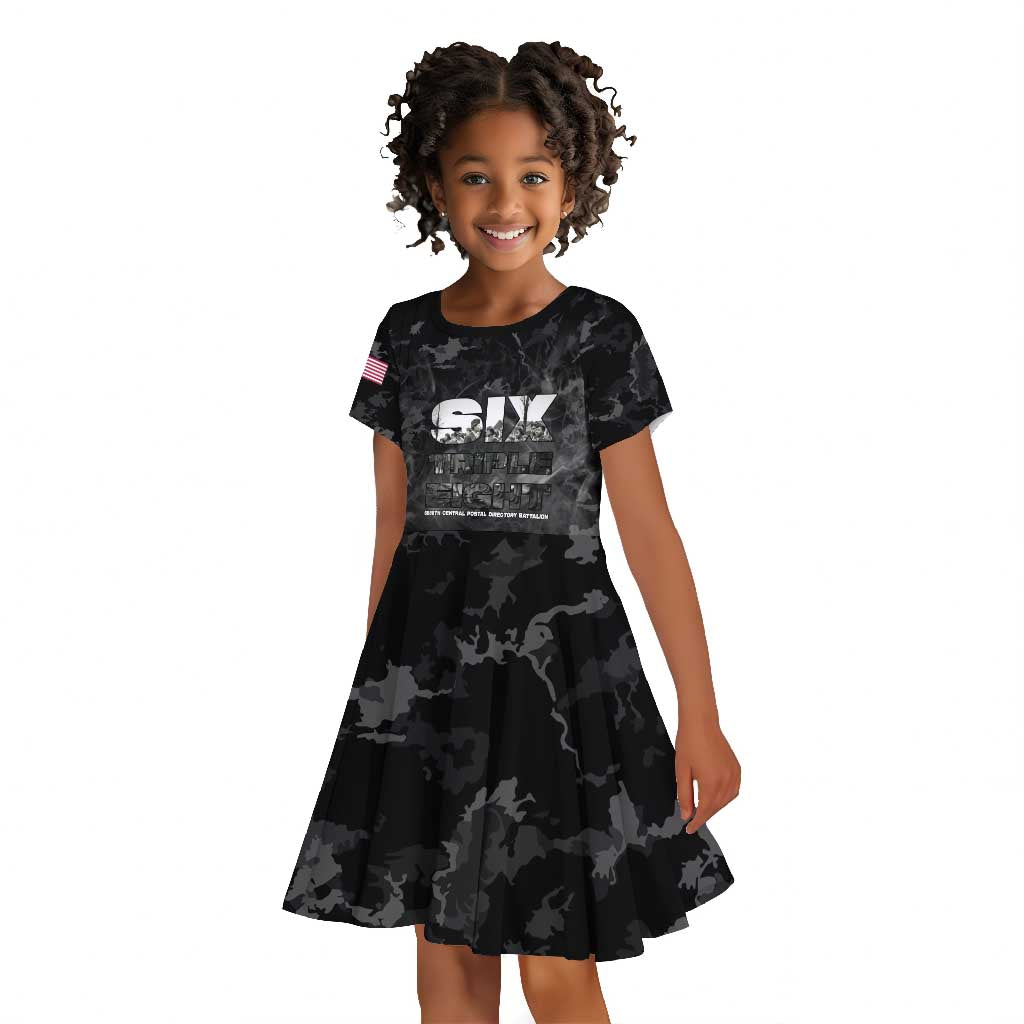 African American Heroes Kid Short Sleeve Dress Six Triple Eight - Camo Style