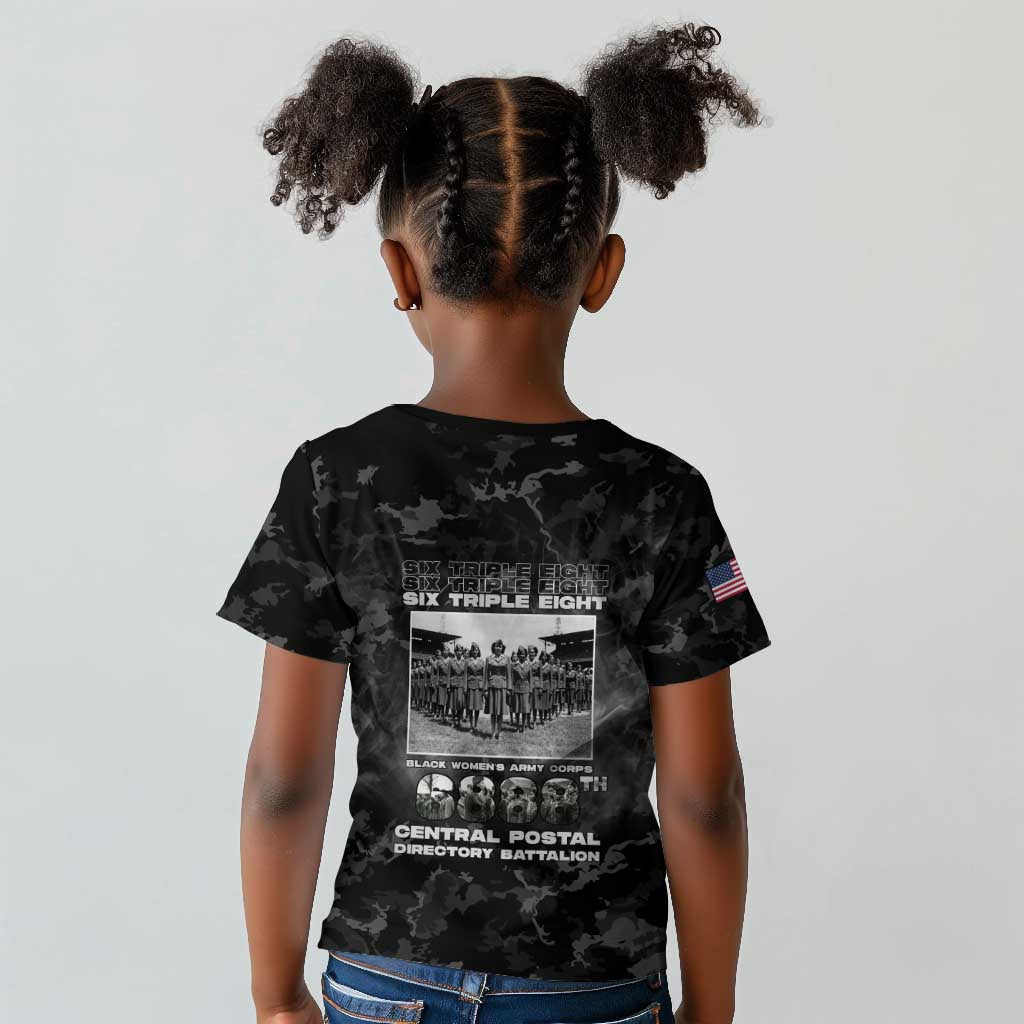 African American Heroes Kid T shirt Six Triple Eight - Camo Style