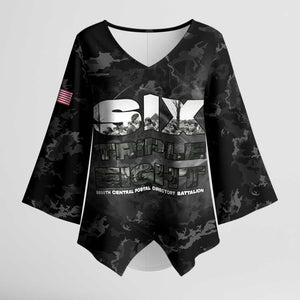 African American Heroes Kimono Sleeve Blouse Six Triple Eight - Camo Style