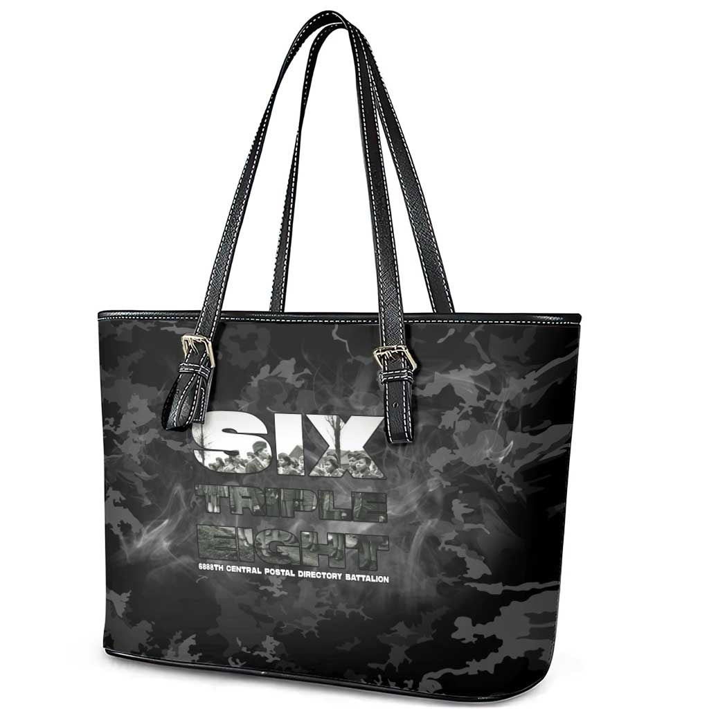 African American Heroes Leather Tote Bag Six Triple Eight - Camo Style