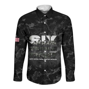 African American Heroes Long Sleeve Button Shirt Six Triple Eight - Camo Style