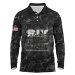 African American Heroes Long Sleeve Polo Shirt Six Triple Eight - Camo Style