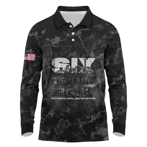 African American Heroes Long Sleeve Polo Shirt Six Triple Eight - Camo Style