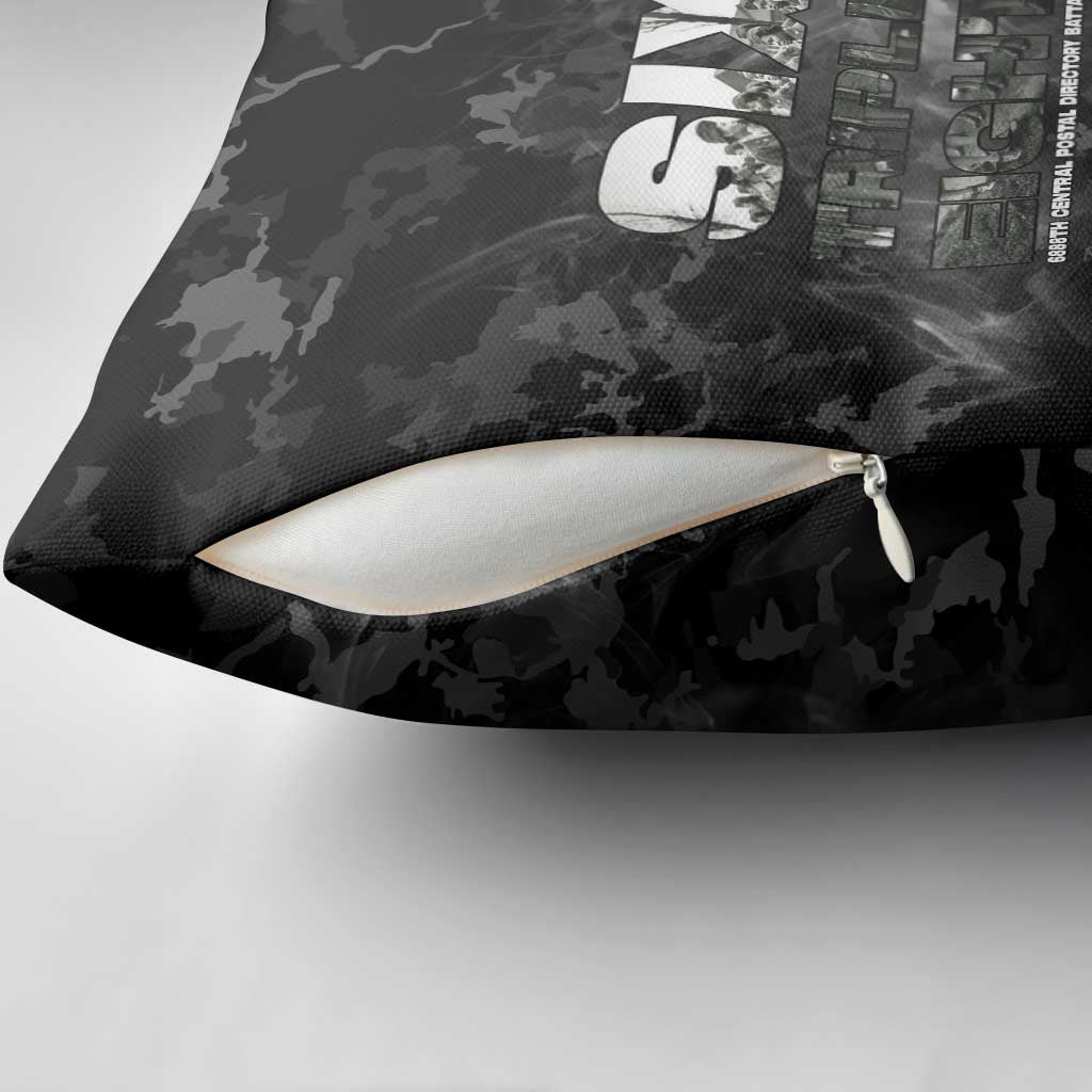 African American Heroes Pillow Cover Six Triple Eight - Camo Style