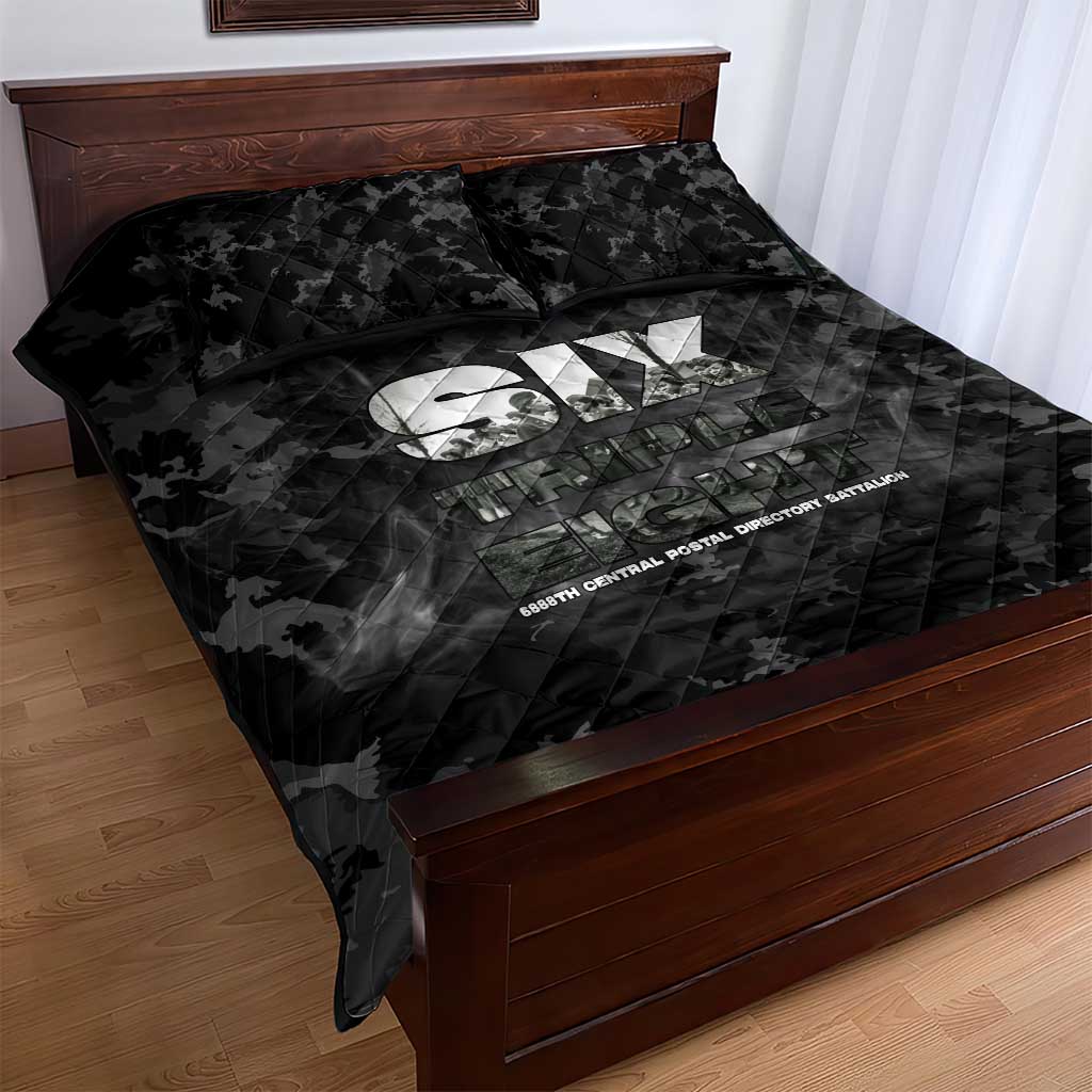 African American Heroes Quilt Bed Set Six Triple Eight - Camo Style
