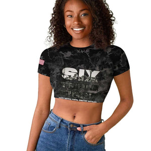 African American Heroes Raglan Cropped T shirt Six Triple Eight - Camo Style