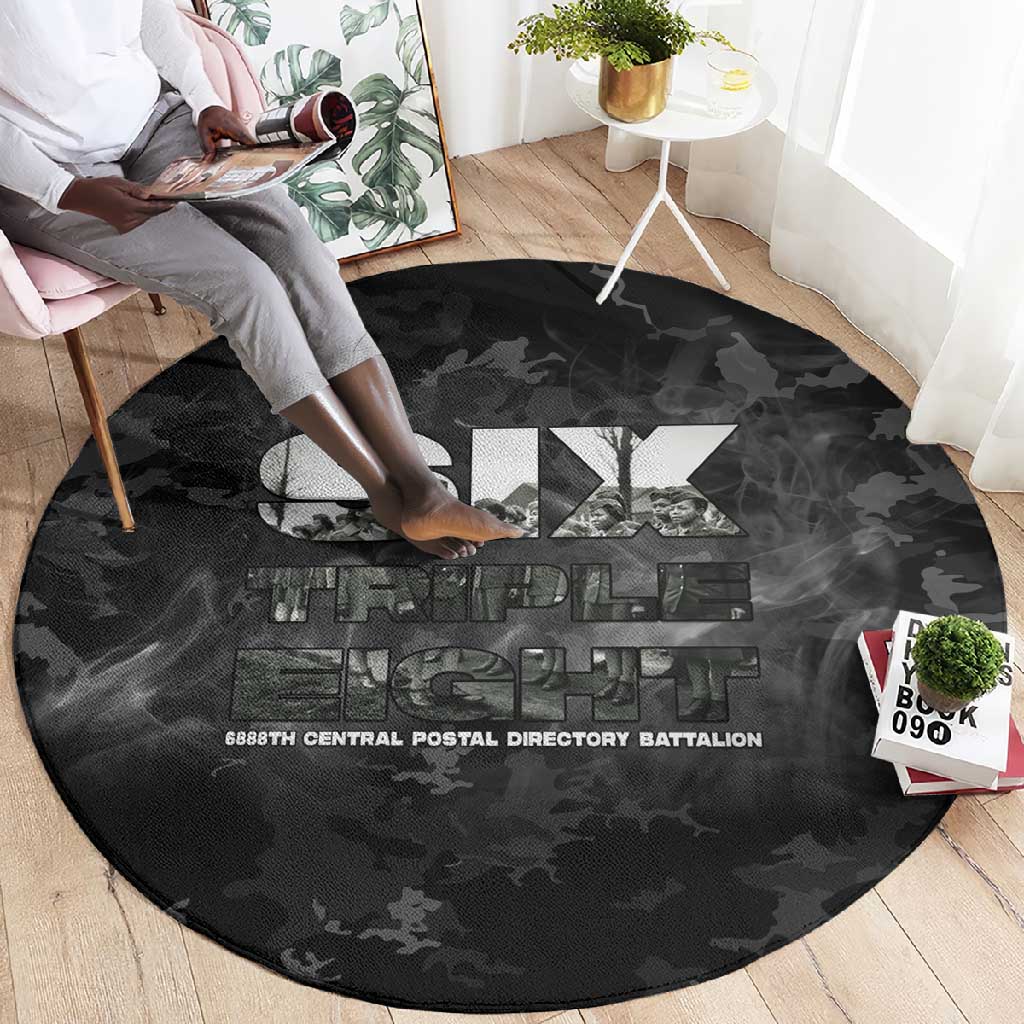African American Heroes Round Carpet Six Triple Eight - Camo Style