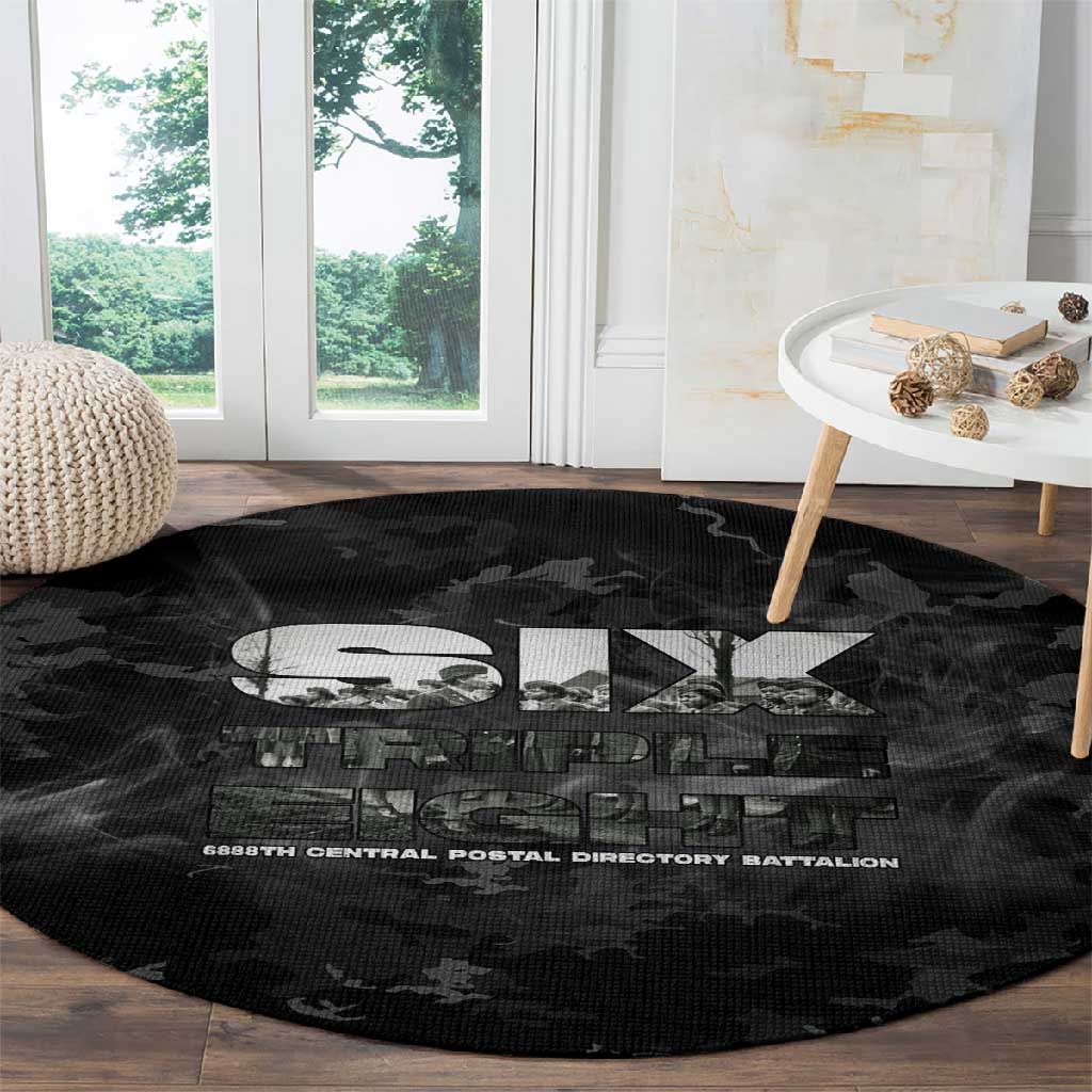 African American Heroes Round Carpet Six Triple Eight - Camo Style