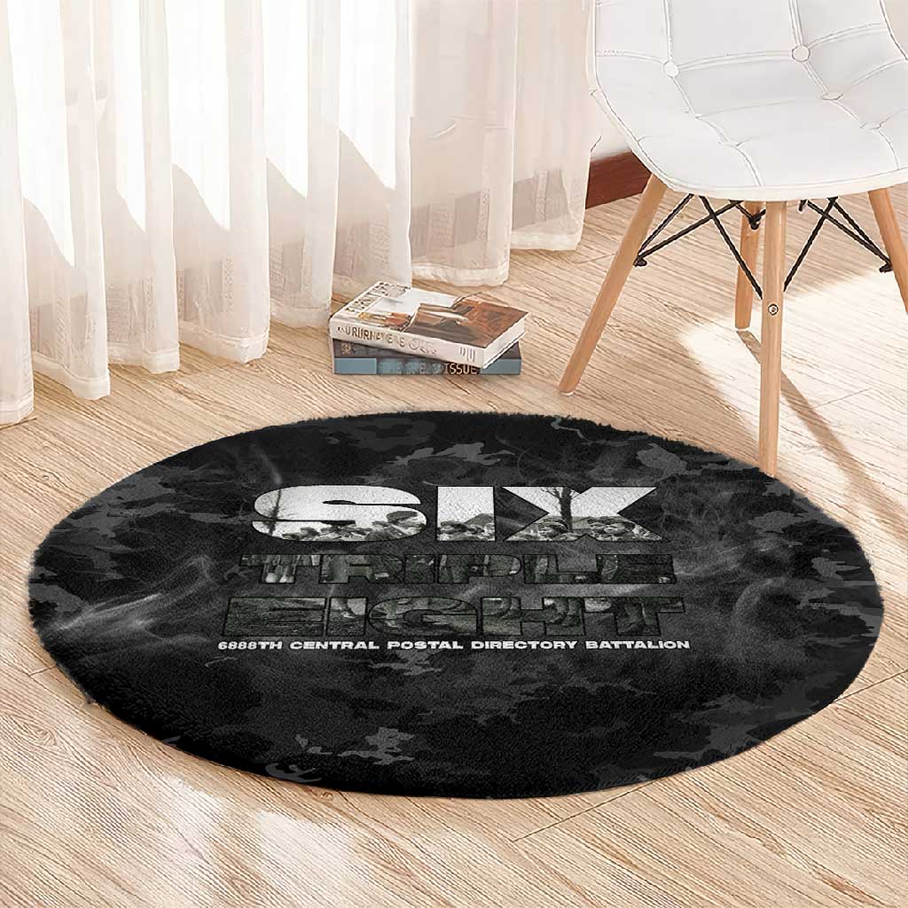 African American Heroes Round Carpet Six Triple Eight - Camo Style