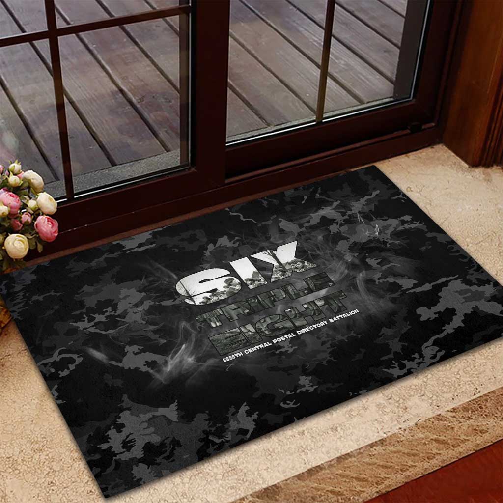 African American Heroes Rubber Doormat Six Triple Eight - Camo Style