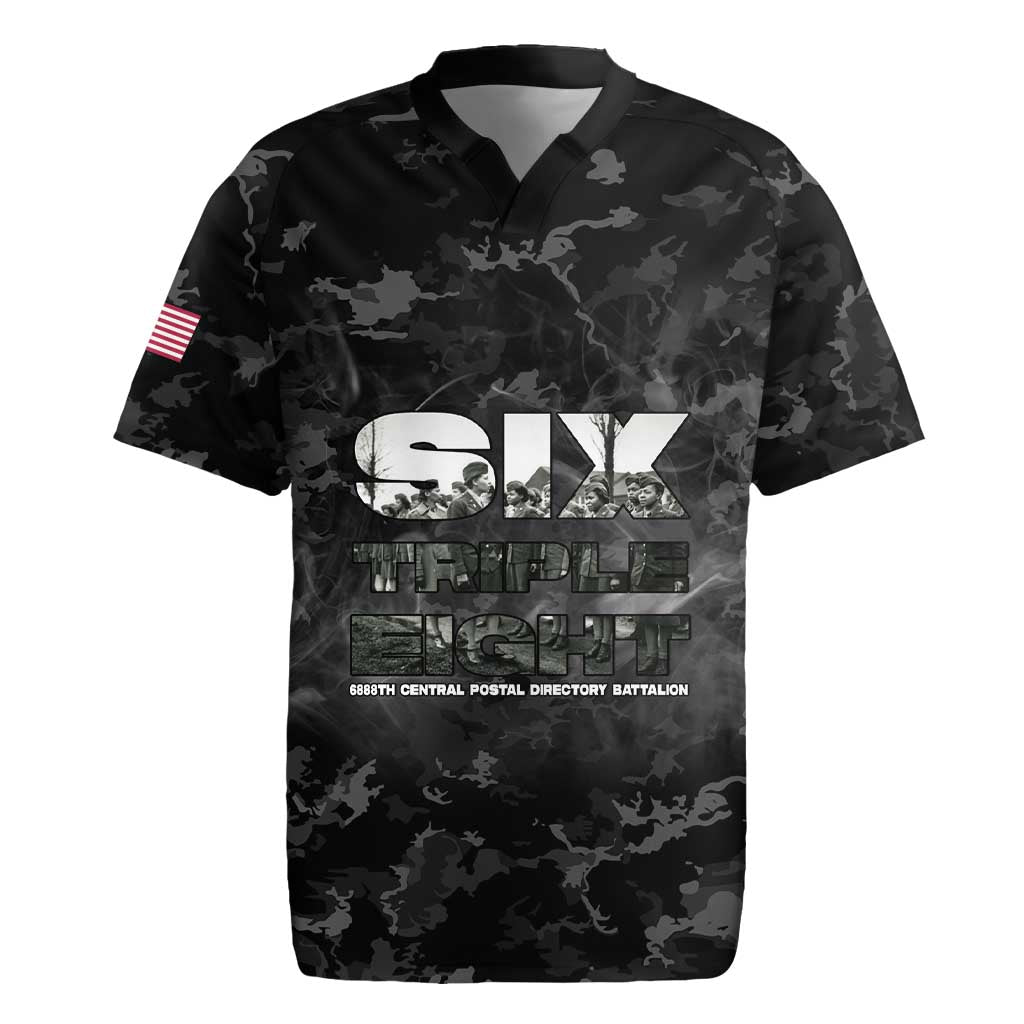 African American Heroes Rugby Jersey Six Triple Eight - Camo Style