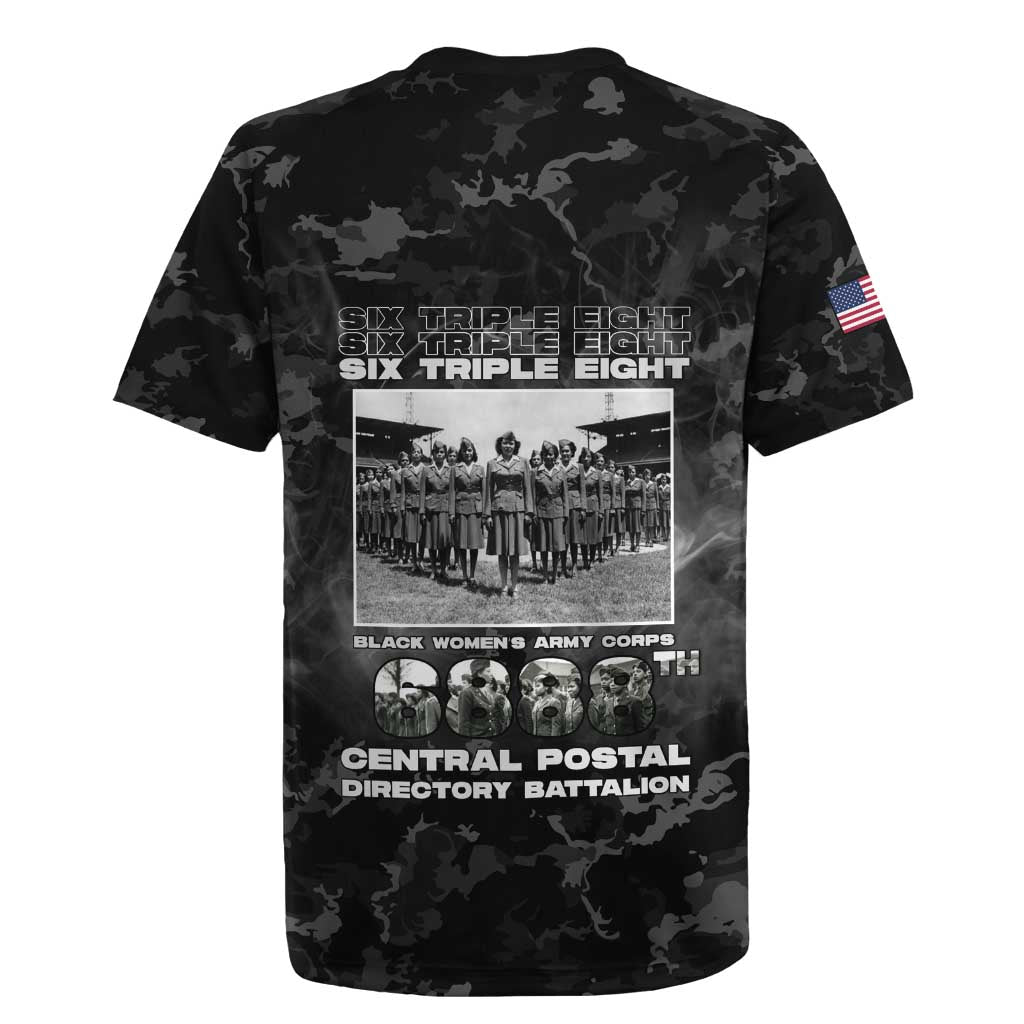 African American Heroes Rugby Jersey Six Triple Eight - Camo Style