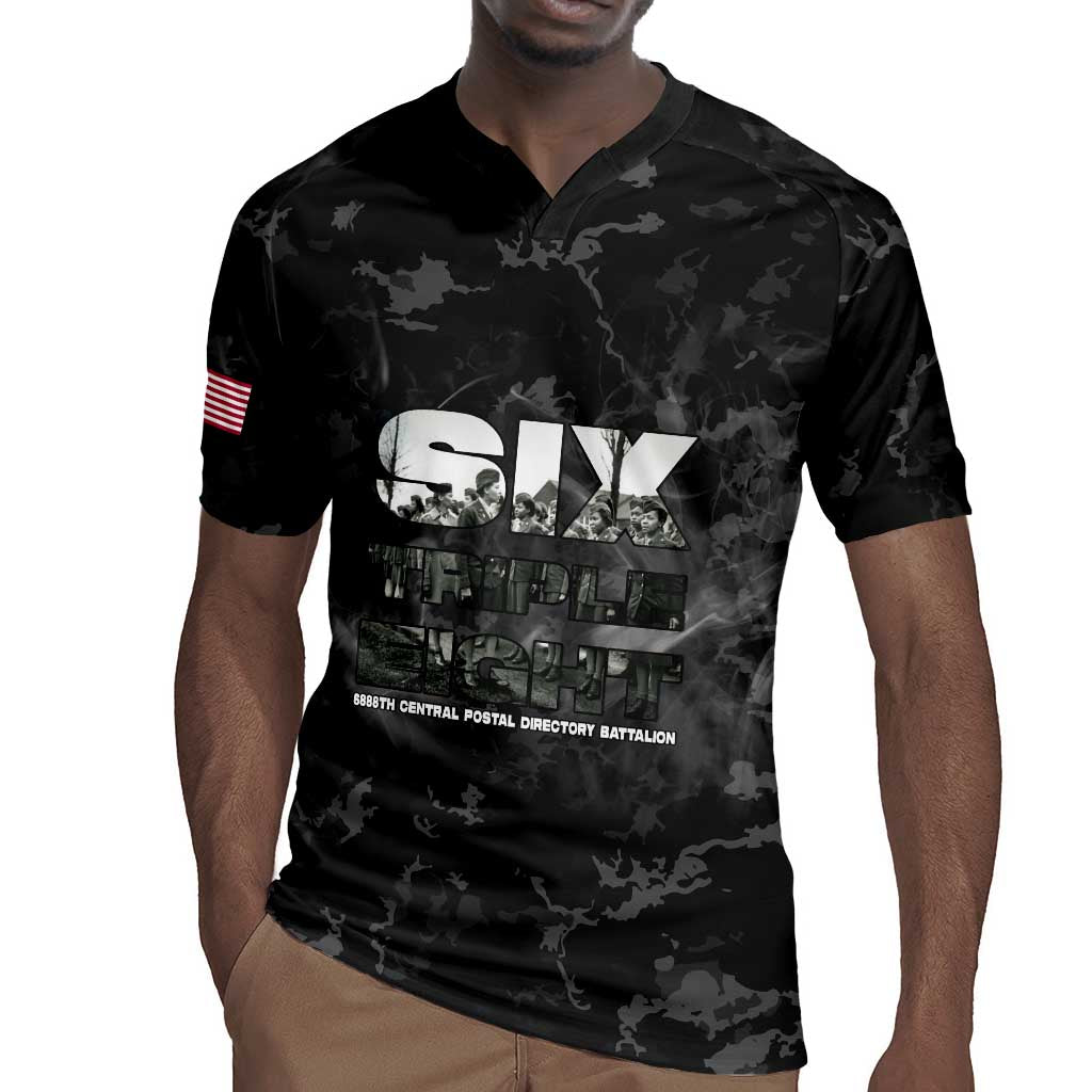 African American Heroes Rugby Jersey Six Triple Eight - Camo Style