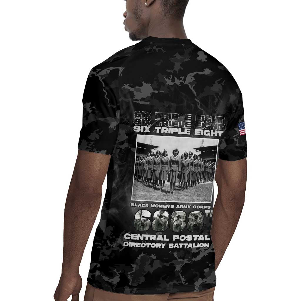 African American Heroes Rugby Jersey Six Triple Eight - Camo Style