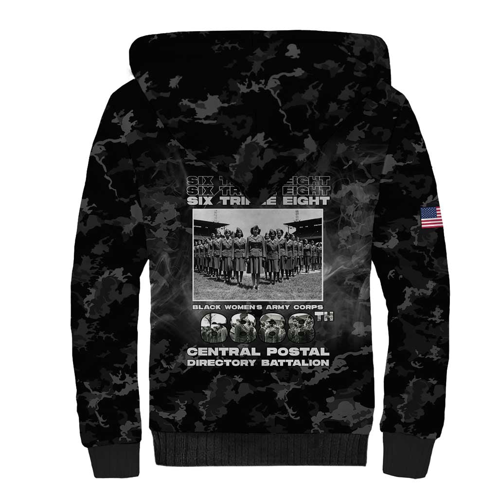 African American Heroes Sherpa Hoodie Six Triple Eight - Camo Style