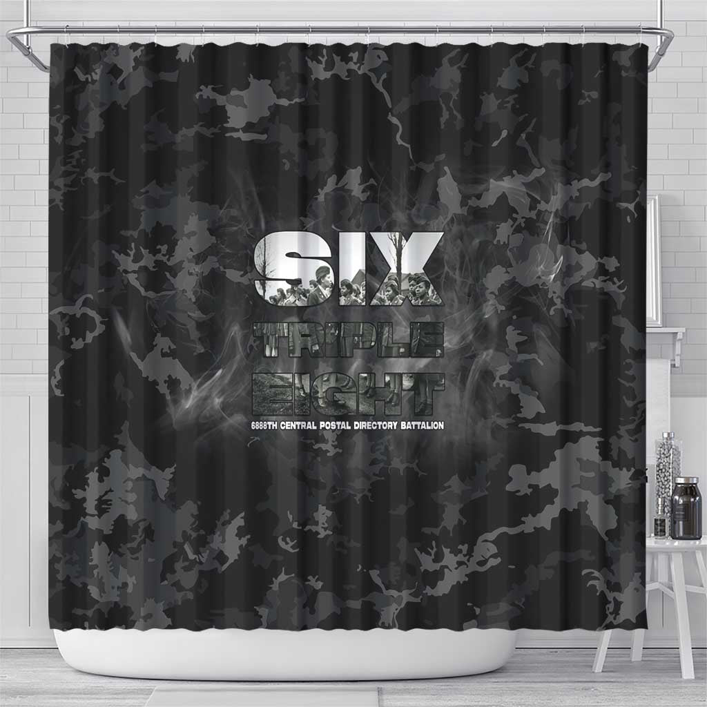African American Heroes Shower Curtain Six Triple Eight - Camo Style