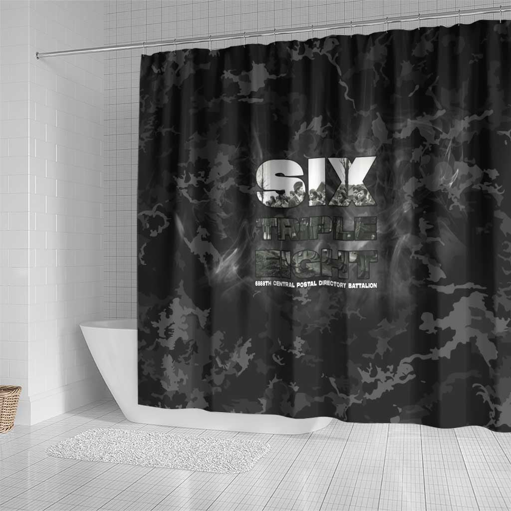 African American Heroes Shower Curtain Six Triple Eight - Camo Style