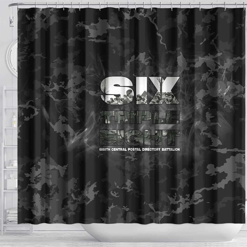 African American Heroes Shower Curtain Six Triple Eight - Camo Style