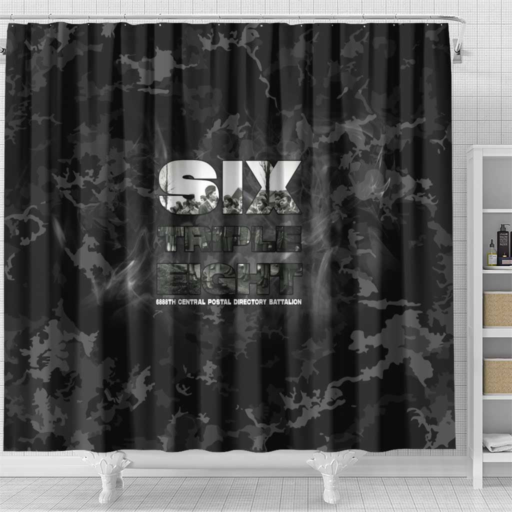 African American Heroes Shower Curtain Six Triple Eight - Camo Style