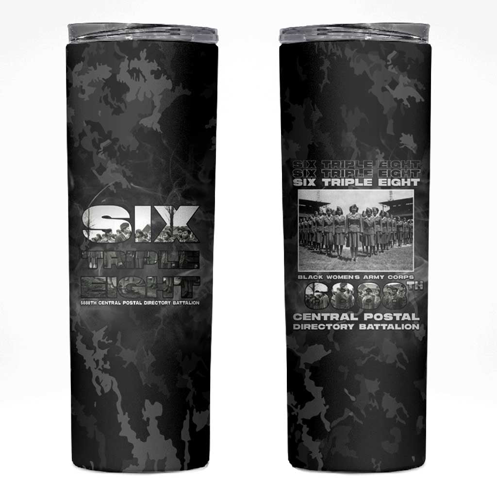 African American Heroes Skinny Tumbler Six Triple Eight - Camo Style