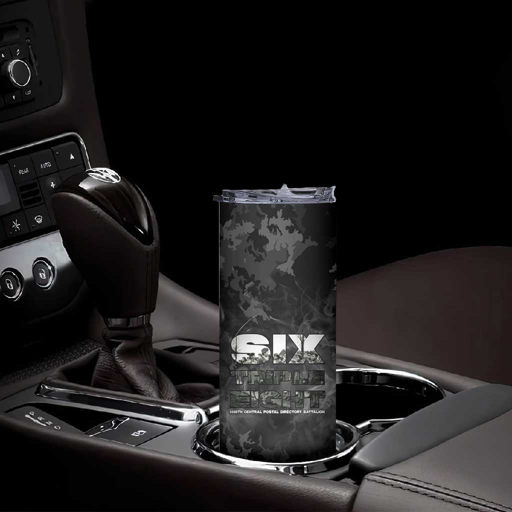 African American Heroes Skinny Tumbler Six Triple Eight - Camo Style