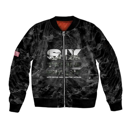 African American Heroes Sleeve Zip Bomber Jacket Six Triple Eight - Camo Style