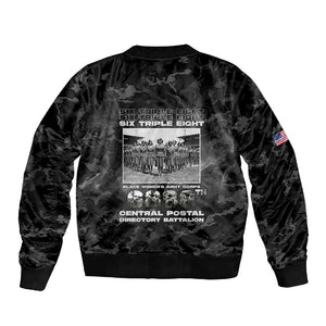 African American Heroes Sleeve Zip Bomber Jacket Six Triple Eight - Camo Style