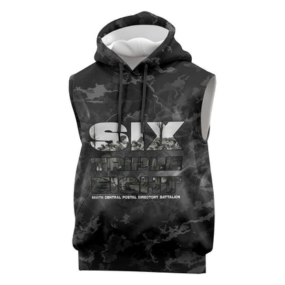 African American Heroes Sleeveless Hoodie Six Triple Eight - Camo Style