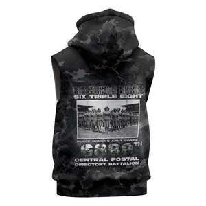 African American Heroes Sleeveless Hoodie Six Triple Eight - Camo Style