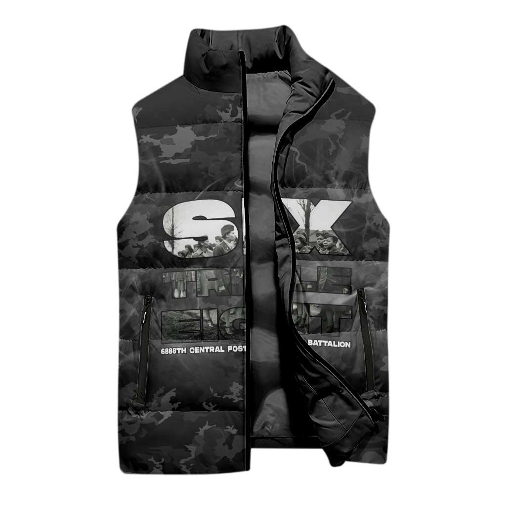 African American Heroes Sleeveless Puffer Jacket Six Triple Eight - Camo Style
