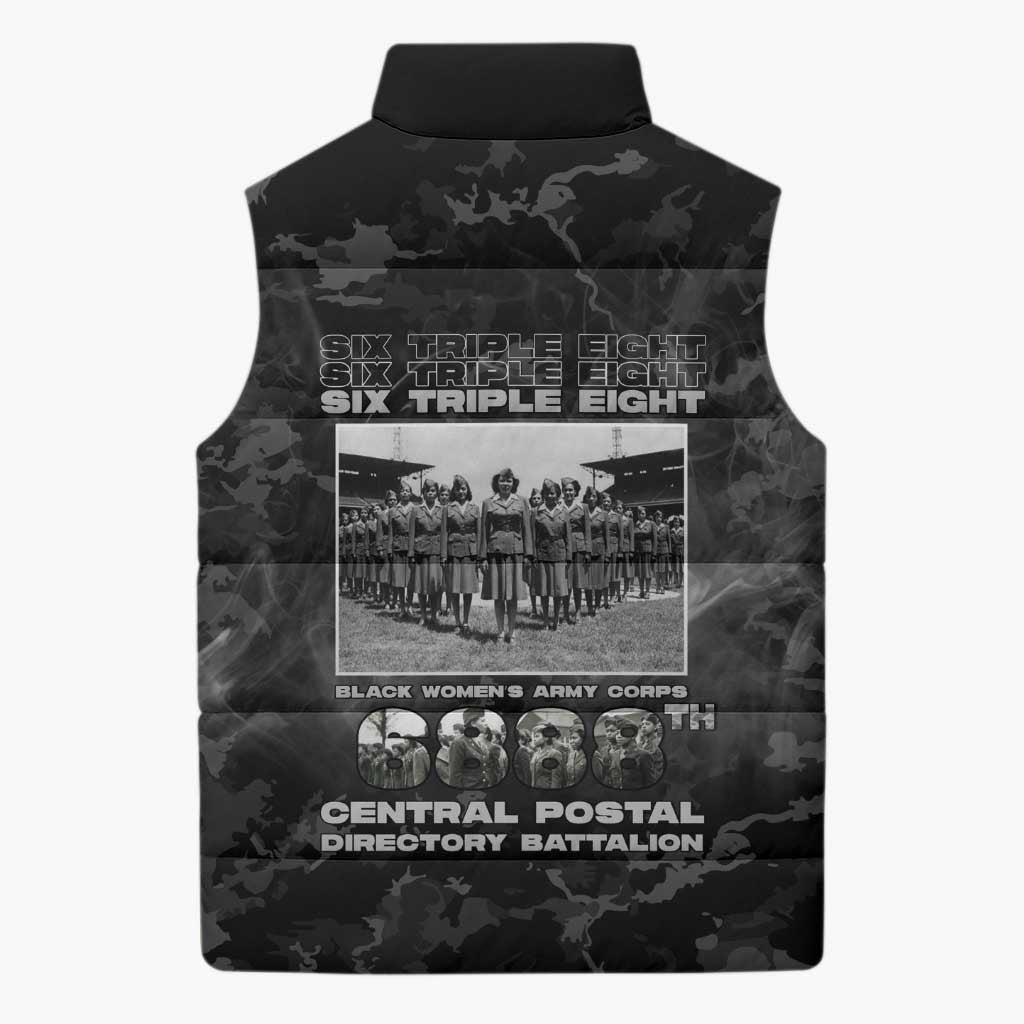 African American Heroes Sleeveless Puffer Jacket Six Triple Eight - Camo Style