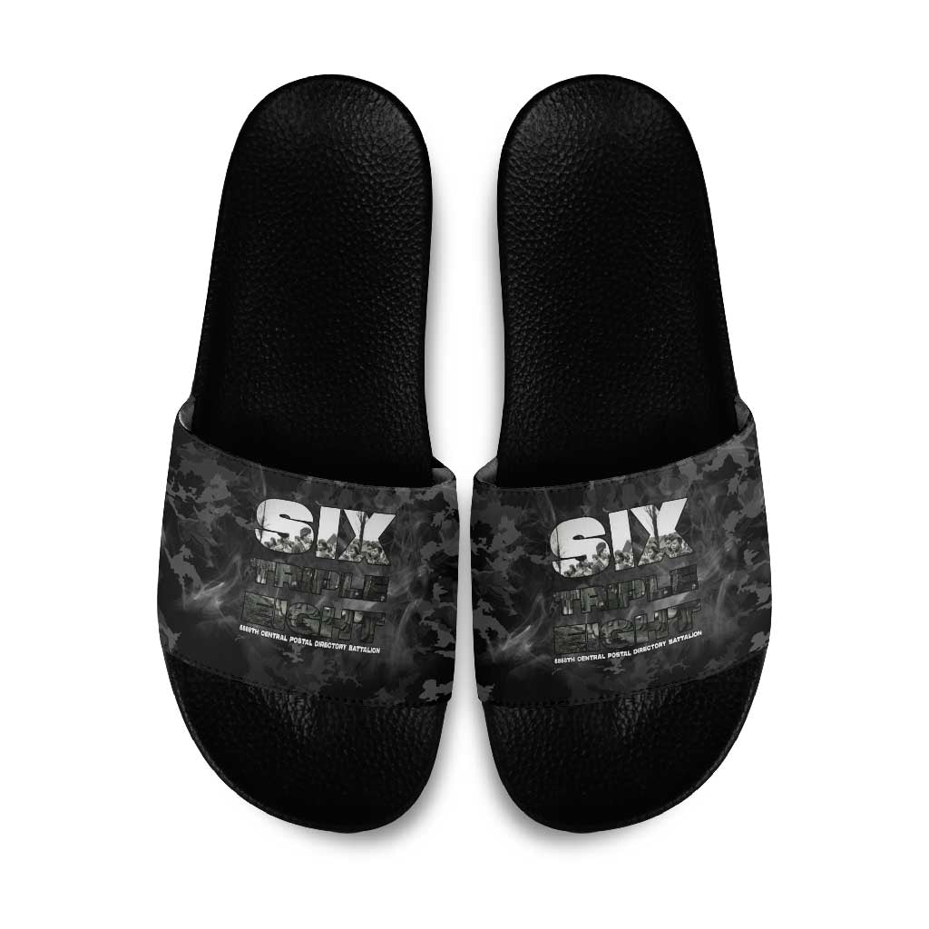 African American Heroes Slide Sandals Six Triple Eight - Camo Style