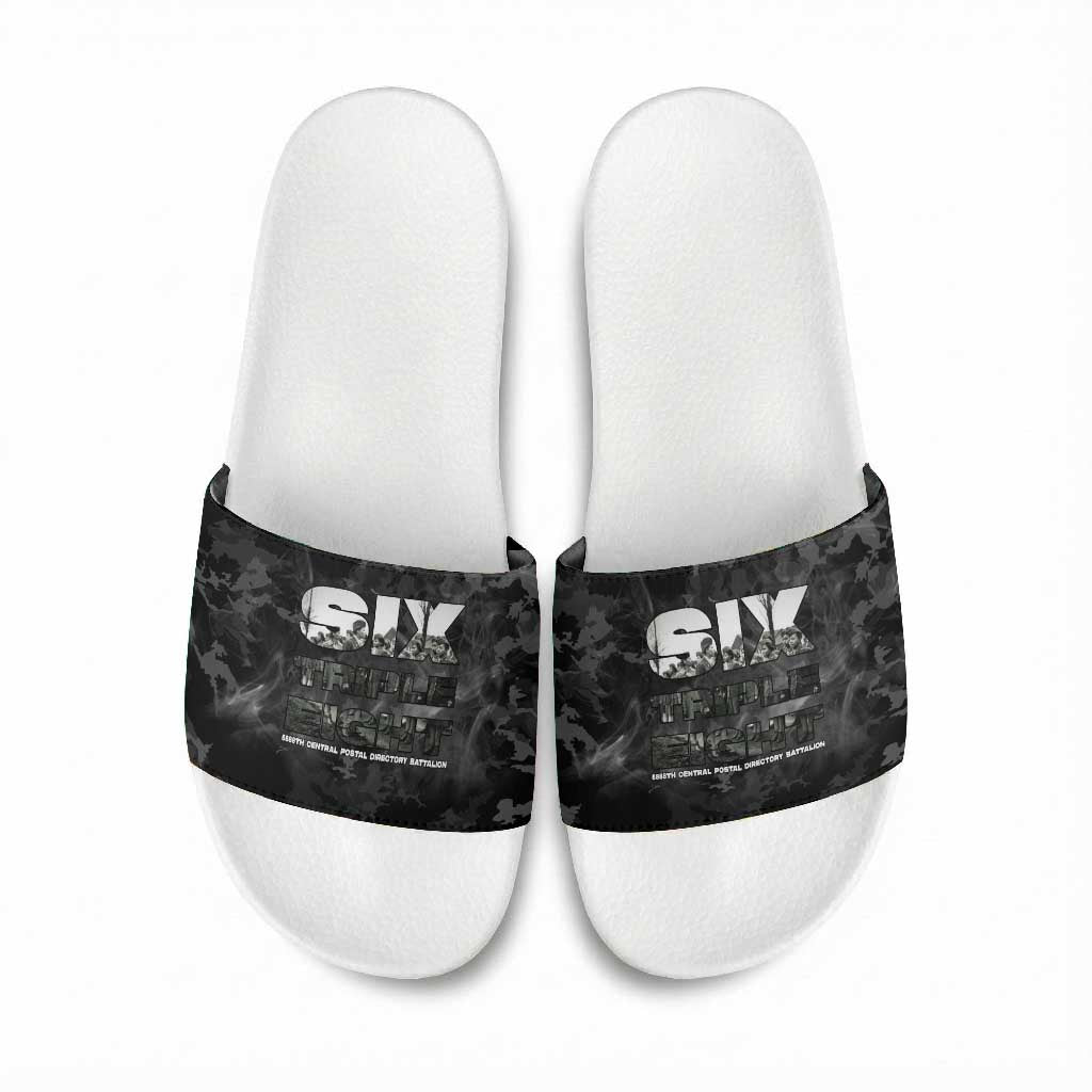African American Heroes Slide Sandals Six Triple Eight - Camo Style