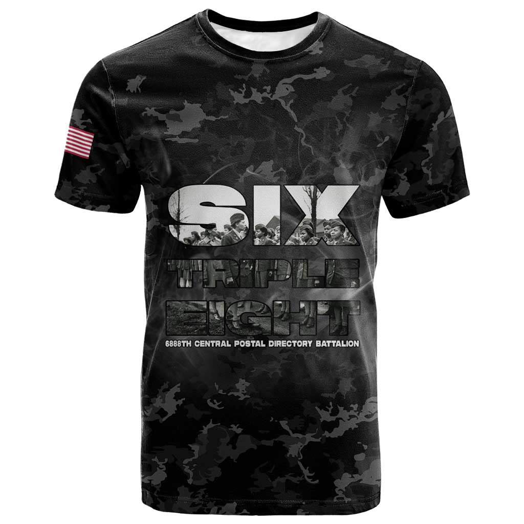 African American Heroes T shirt Six Triple Eight - Camo Style
