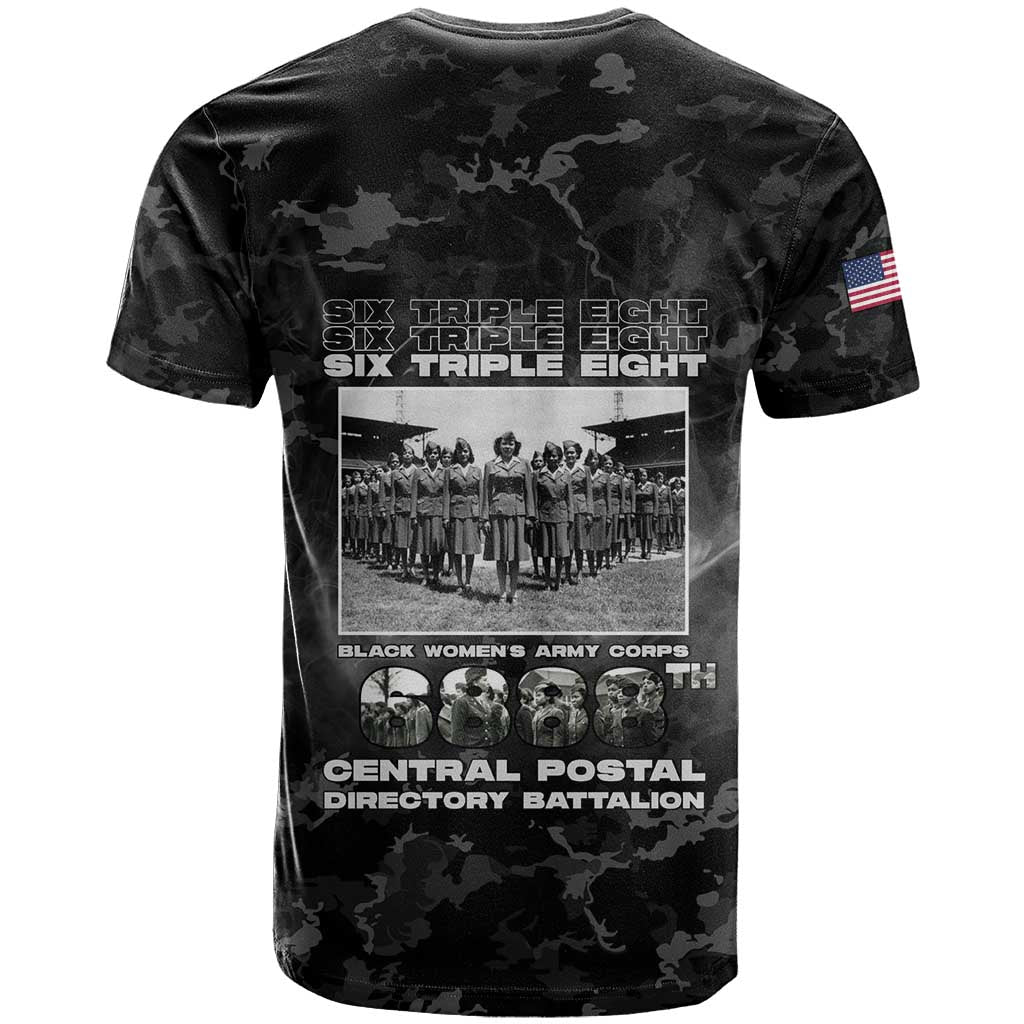 African American Heroes T shirt Six Triple Eight - Camo Style