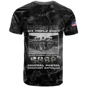 African American Heroes T shirt Six Triple Eight - Camo Style