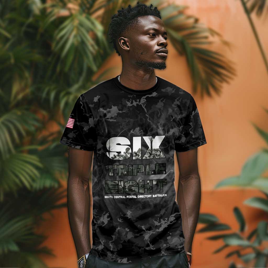 African American Heroes T shirt Six Triple Eight - Camo Style