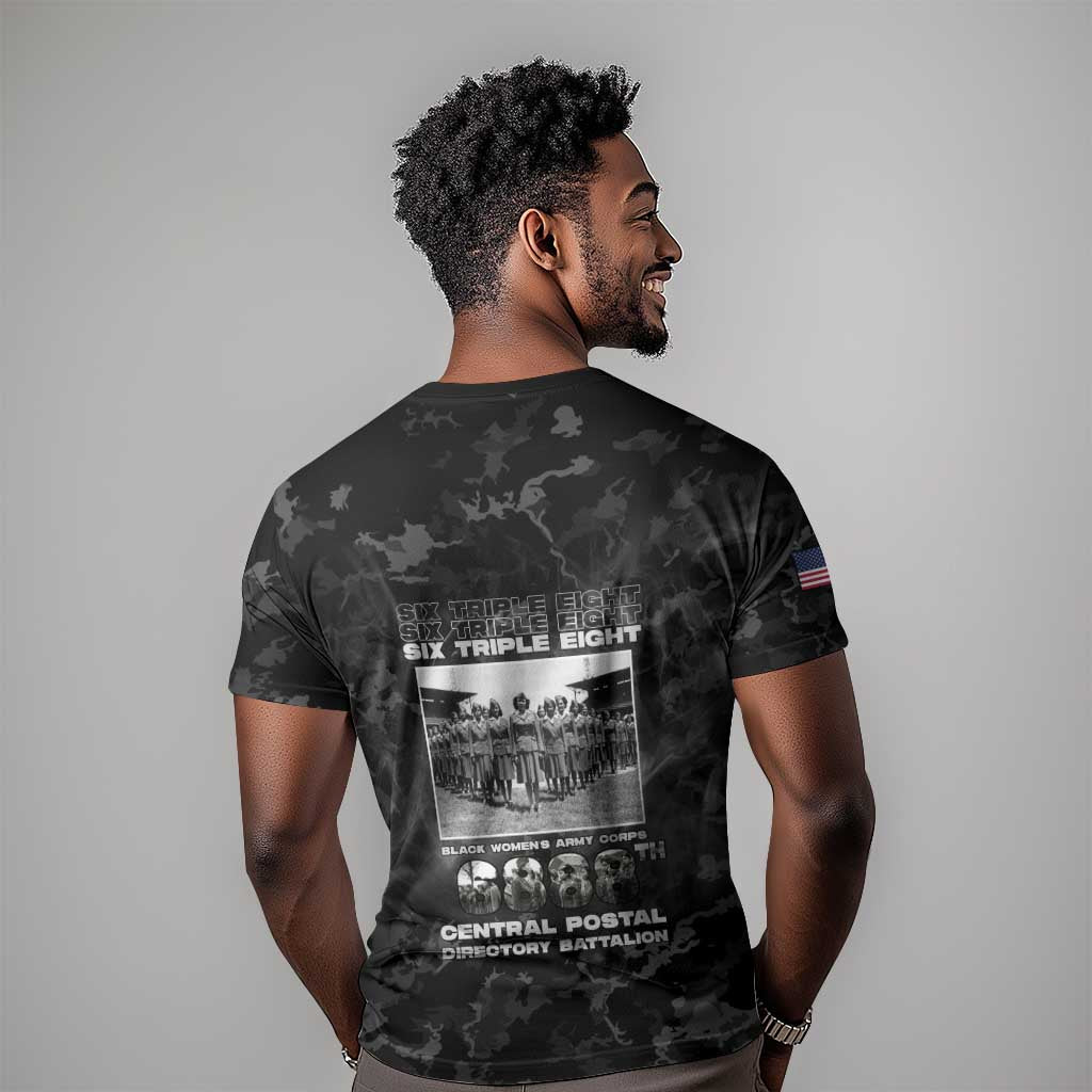 African American Heroes T shirt Six Triple Eight - Camo Style
