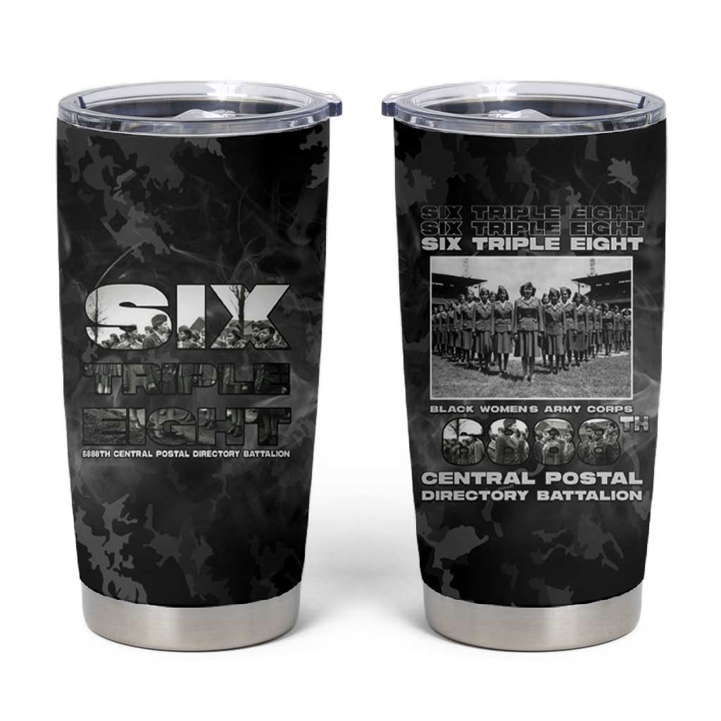 African American Heroes Tumbler Cup Six Triple Eight - Camo Style