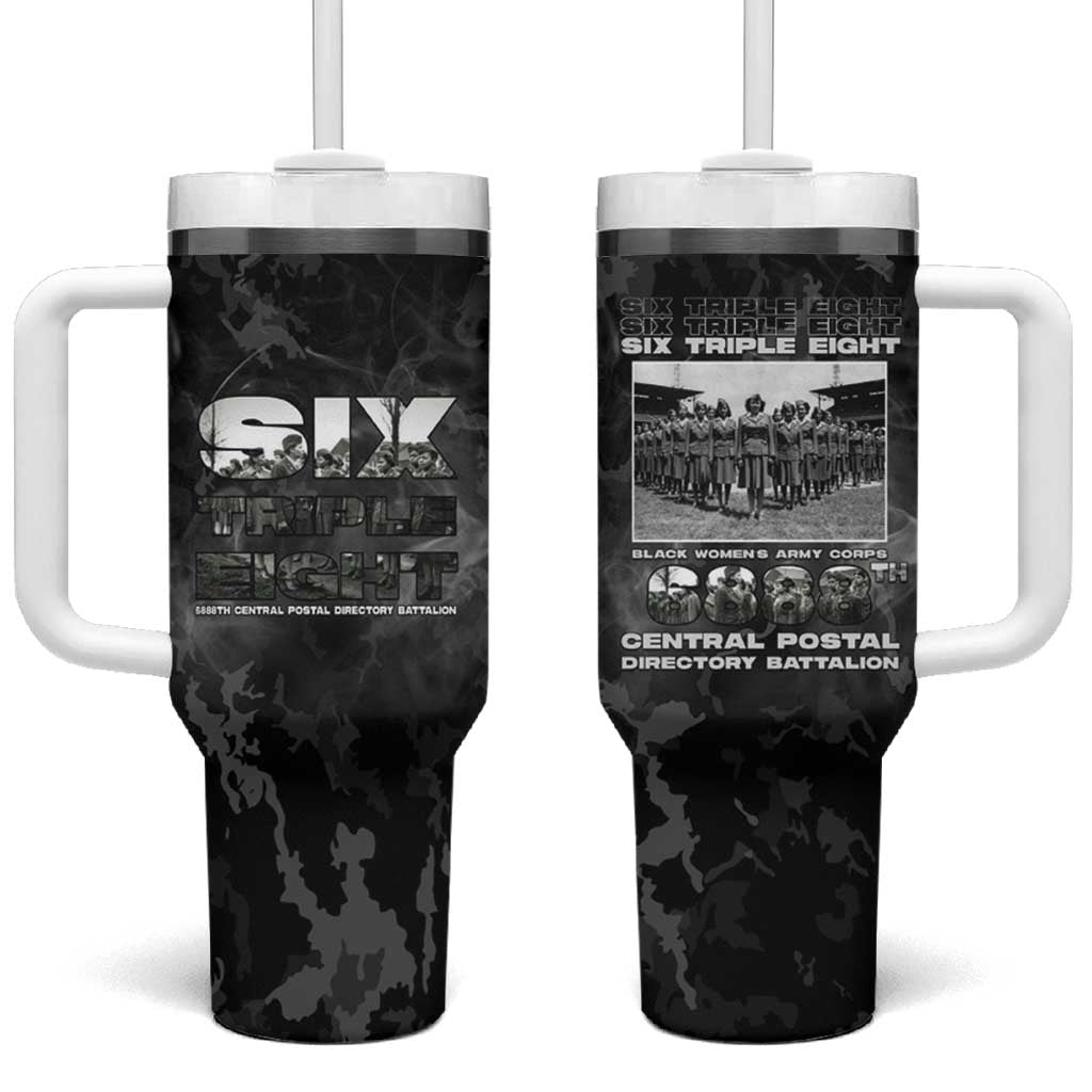 African American Heroes Tumbler With Handle Six Triple Eight - Camo Style