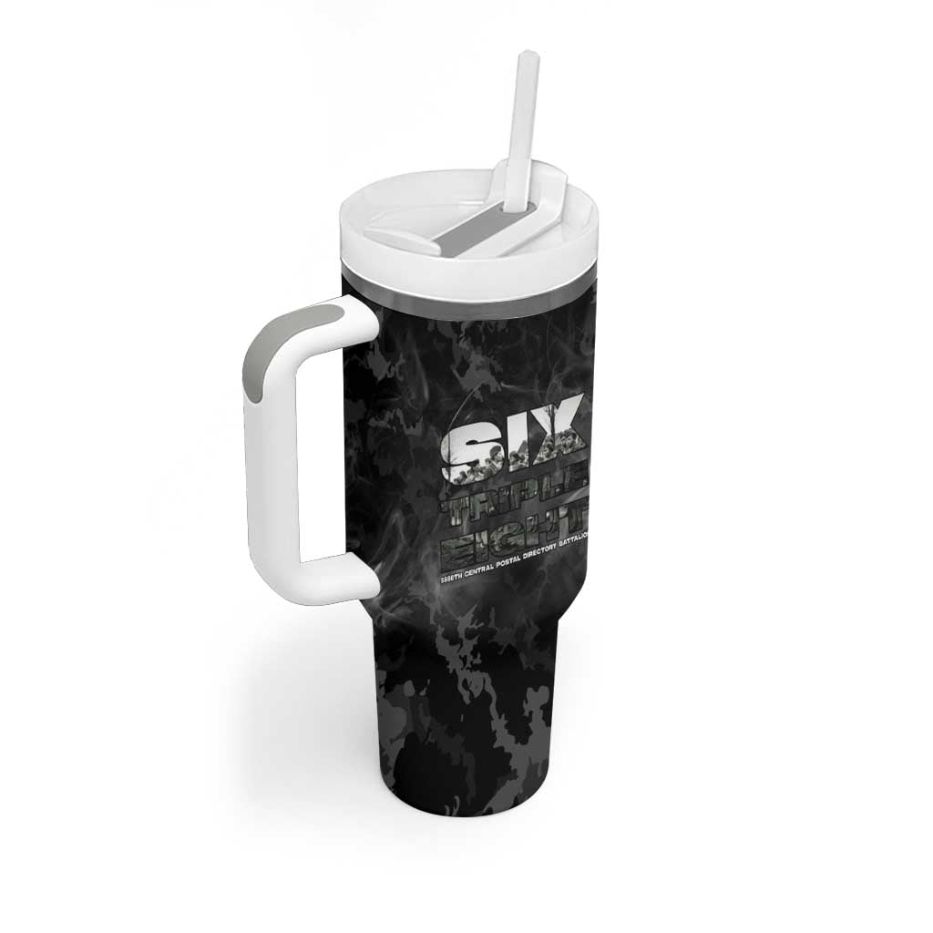African American Heroes Tumbler With Handle Six Triple Eight - Camo Style