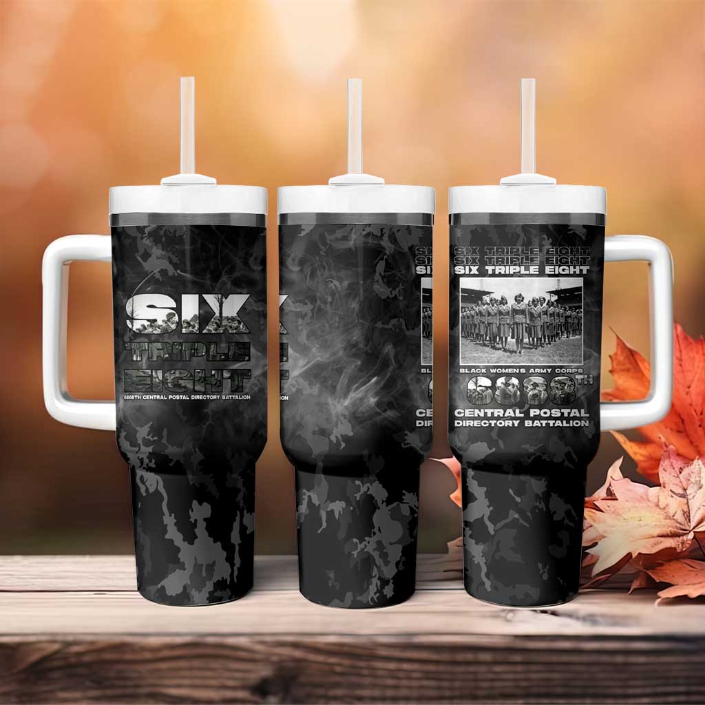 African American Heroes Tumbler With Handle Six Triple Eight - Camo Style