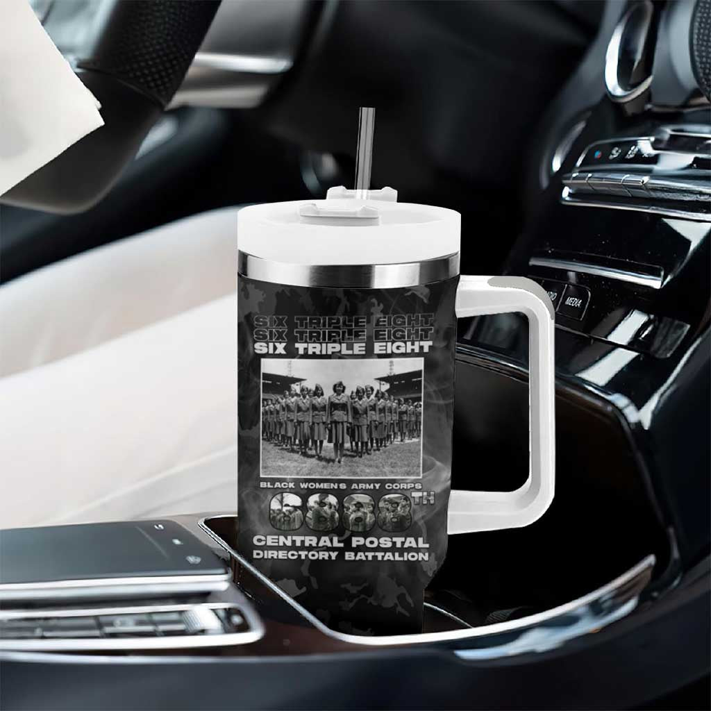 African American Heroes Tumbler With Handle Six Triple Eight - Camo Style