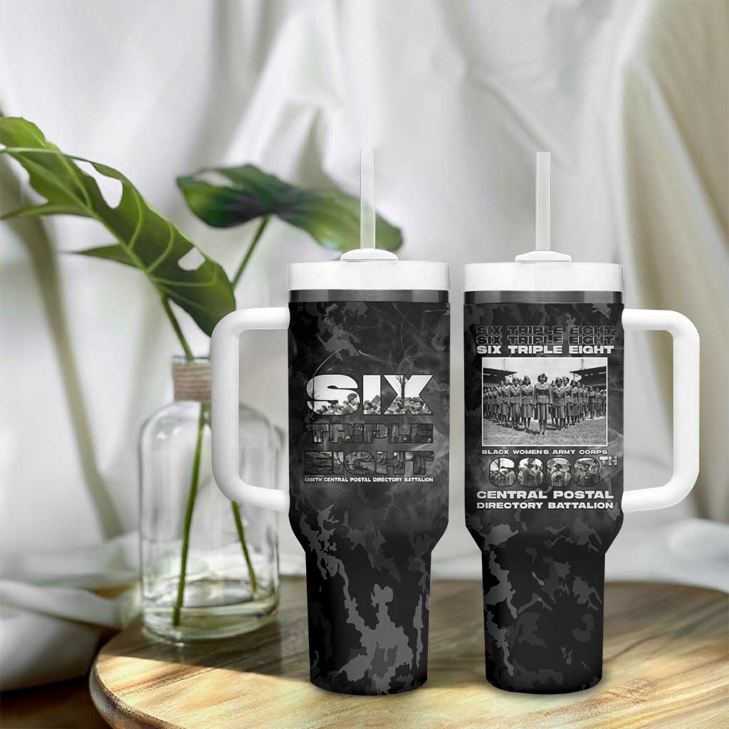 African American Heroes Tumbler With Handle Six Triple Eight - Camo Style