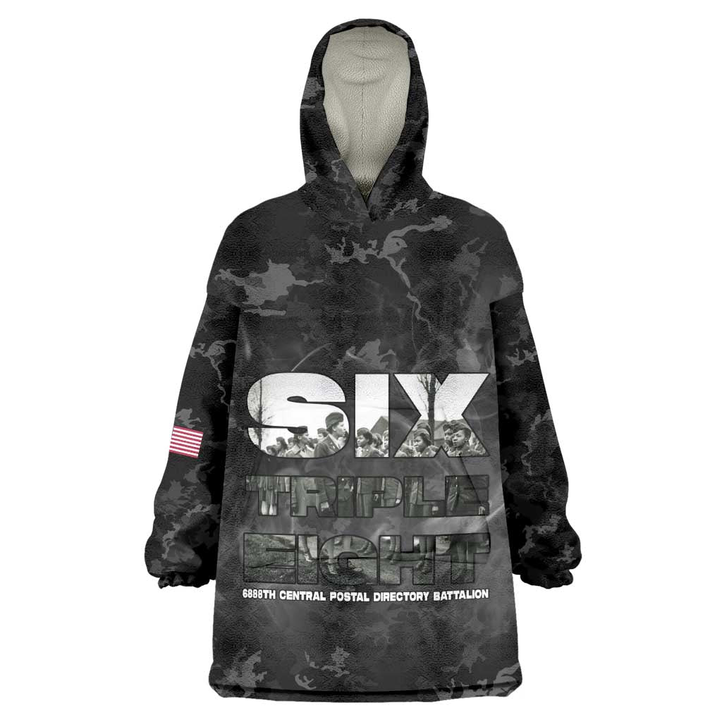 African American Heroes Wearable Blanket Hoodie Six Triple Eight - Camo Style