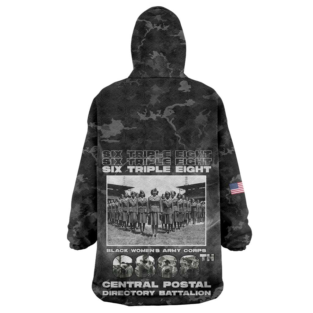 African American Heroes Wearable Blanket Hoodie Six Triple Eight - Camo Style
