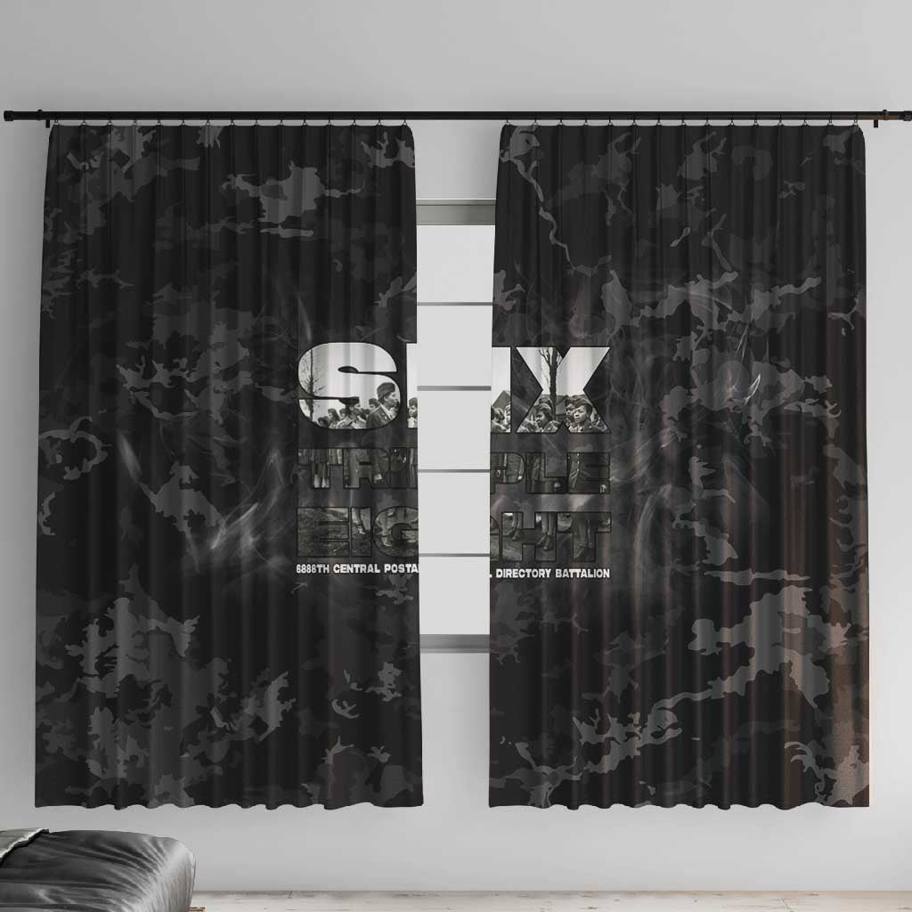 African American Heroes Window Curtain Six Triple Eight - Camo Style