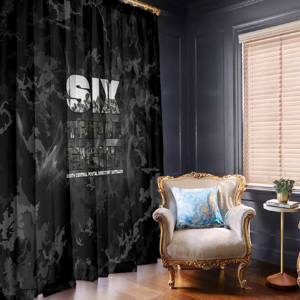 African American Heroes Window Curtain Six Triple Eight - Camo Style