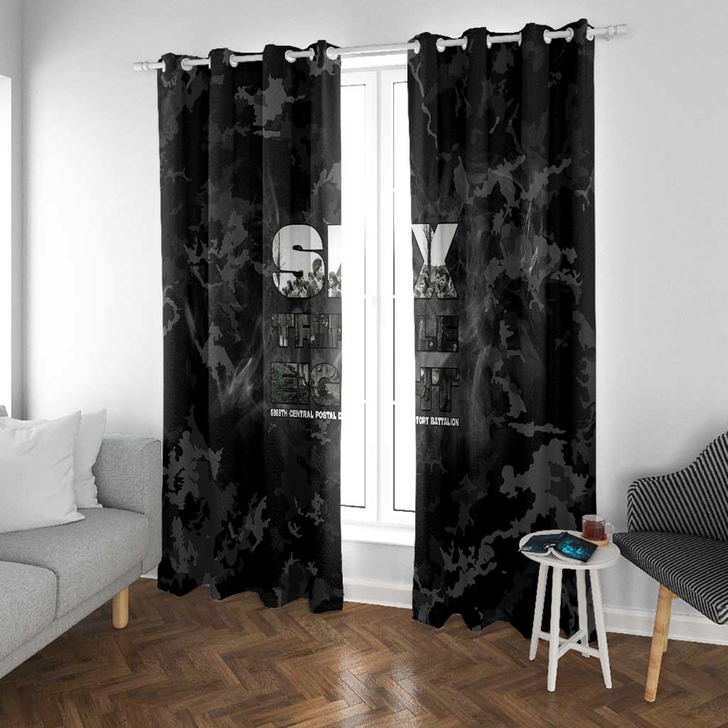 African American Heroes Window Curtain Six Triple Eight - Camo Style